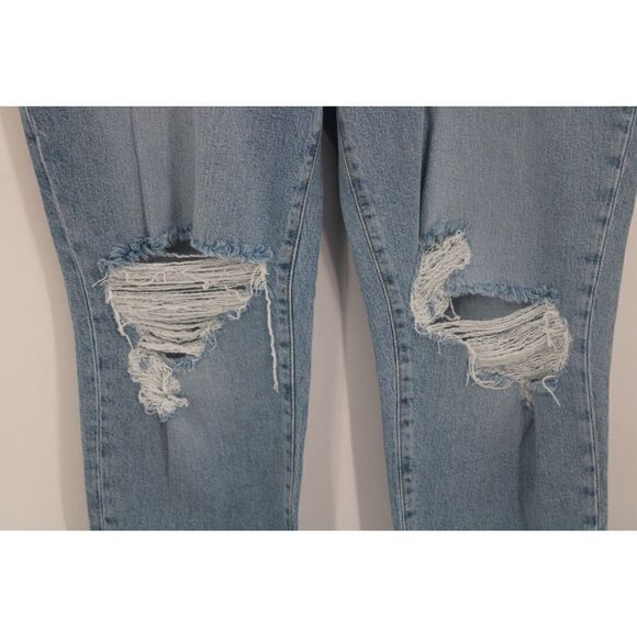 Good American High Rise Distressed Raw Hem Crop Jeans Indigo113 Women 14/32 NWT - Picture 3 of 10